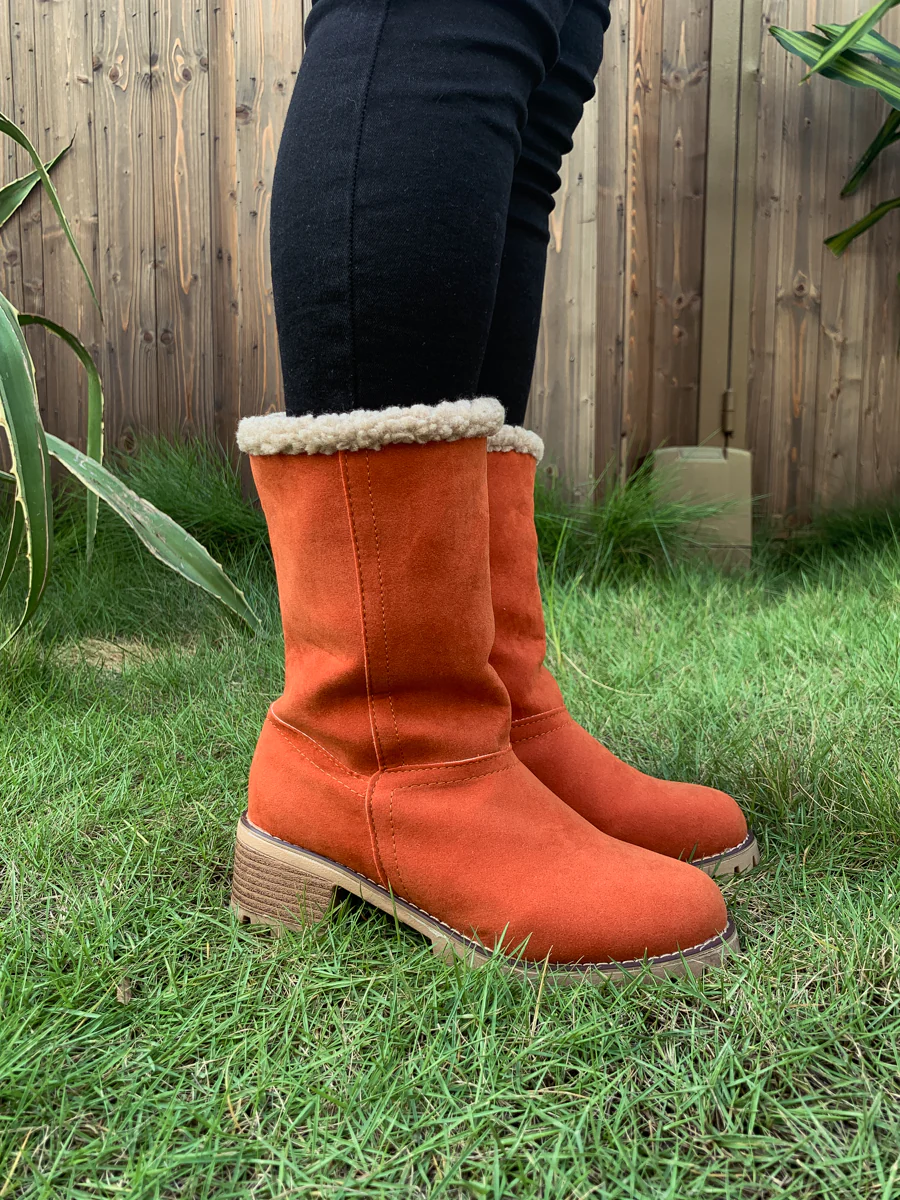 En Bloom | Plush-Lined Fold-Over Boot - Orange - Image 4