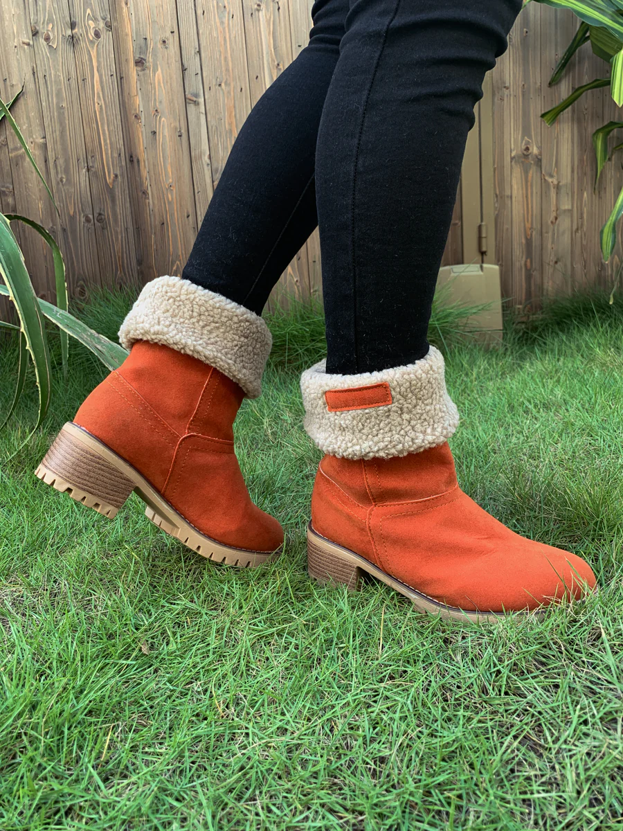 En Bloom | Plush-Lined Fold-Over Boot - Orange - Image 5