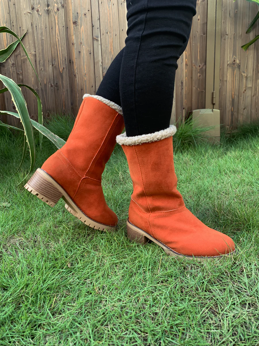 En Bloom | Plush-Lined Fold-Over Boot - Orange - Image 6