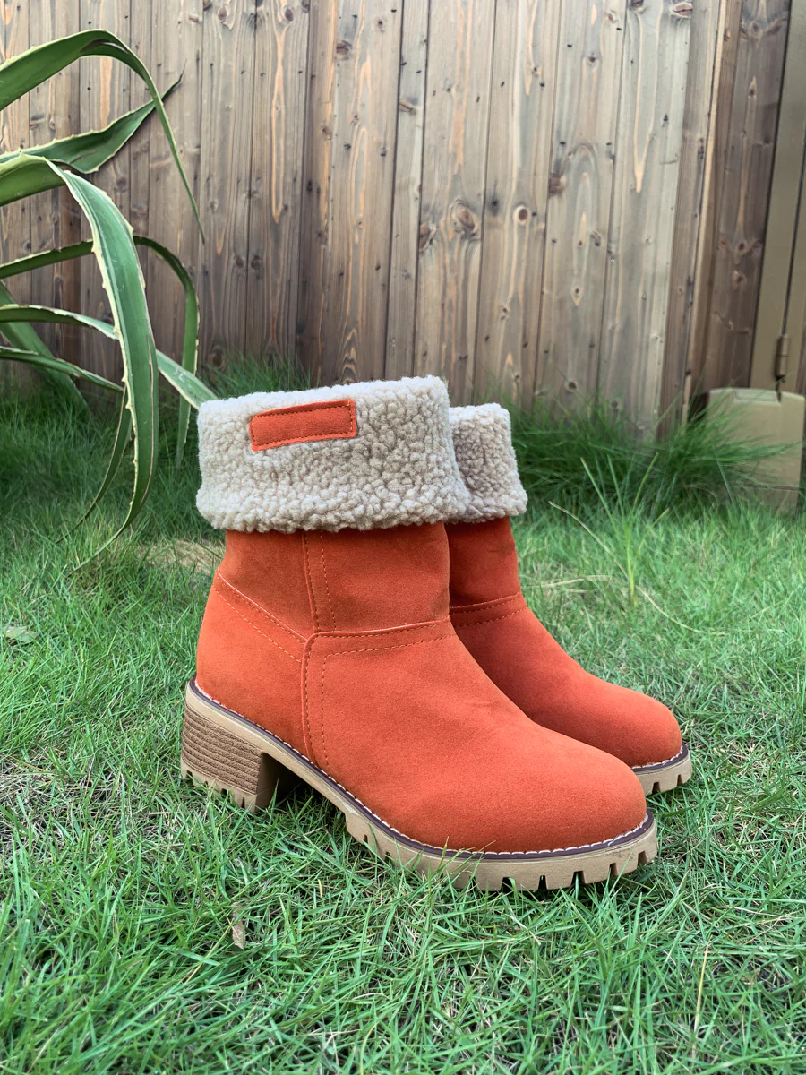En Bloom | Plush-Lined Fold-Over Boot - Orange - Image 7