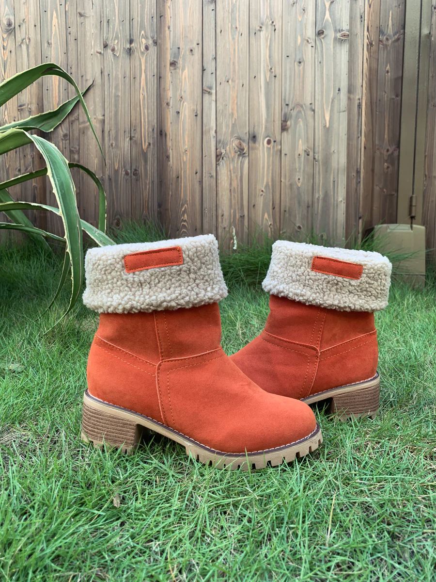 En Bloom | Plush-Lined Fold-Over Boot - Orange - Image 8