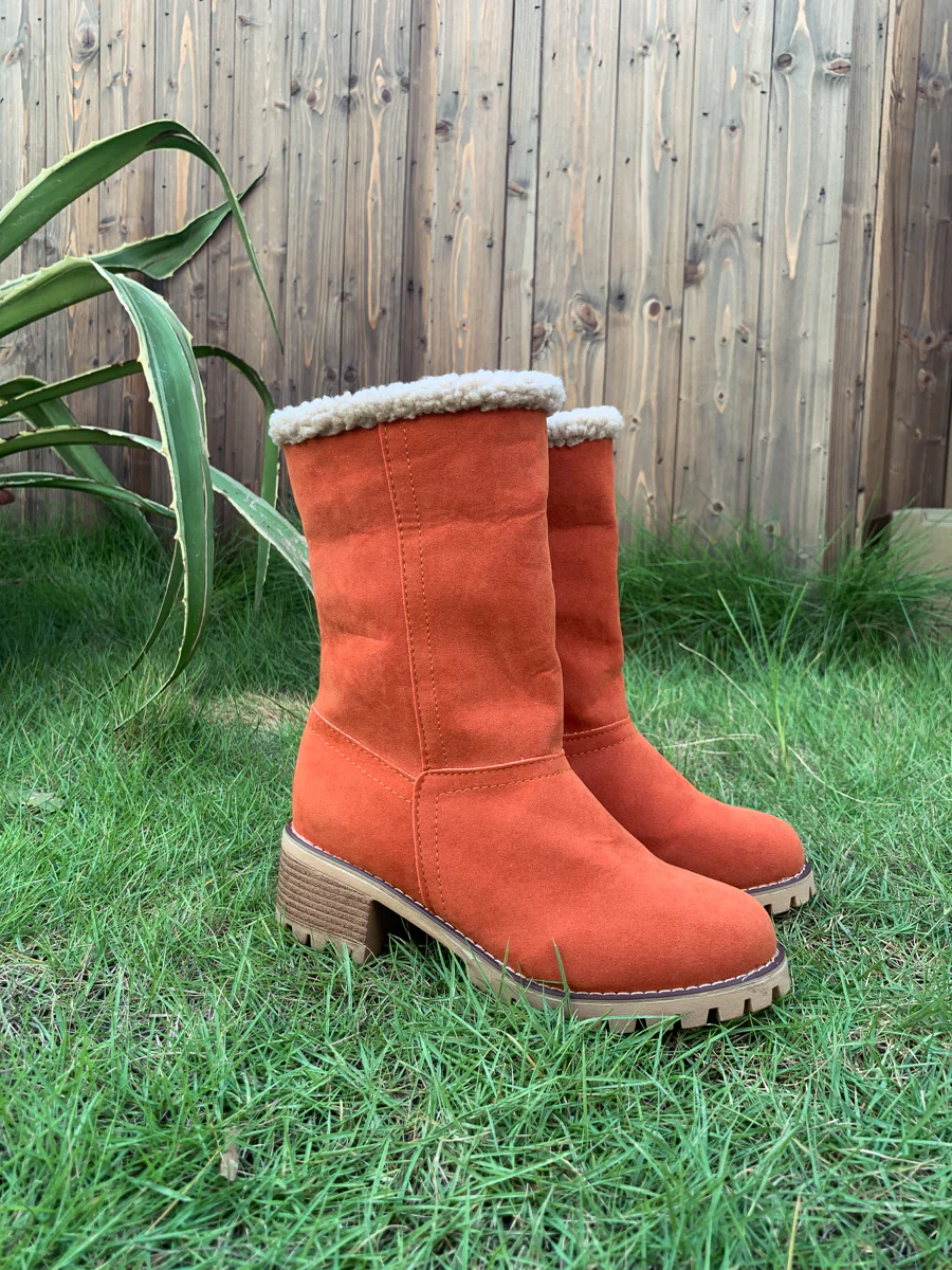 En Bloom | Plush-Lined Fold-Over Boot - Orange - Image 9