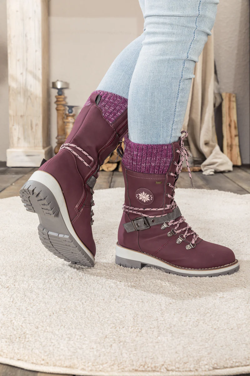 En Bloom | Ribbed-Cuff Buckle-Strap Boot - Purple - Image 5