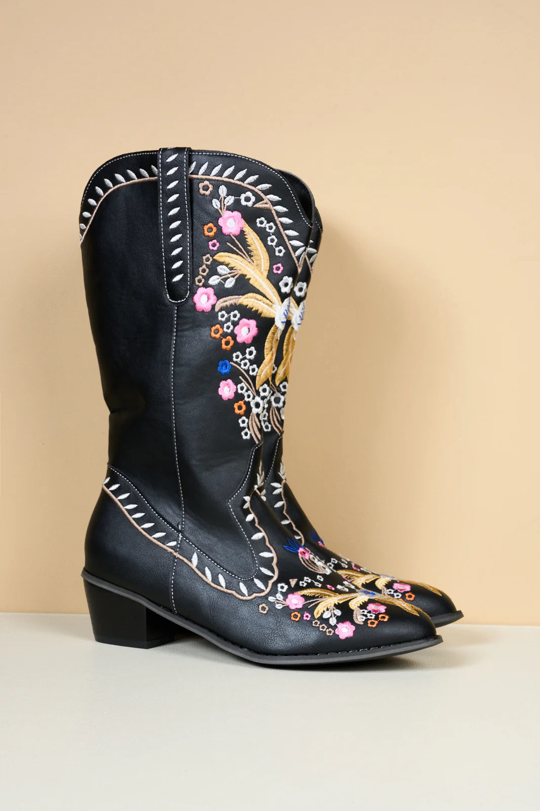 En Bloom | Santa Fe Floral Embroidered Western Knee Boots - Black - Image 11
