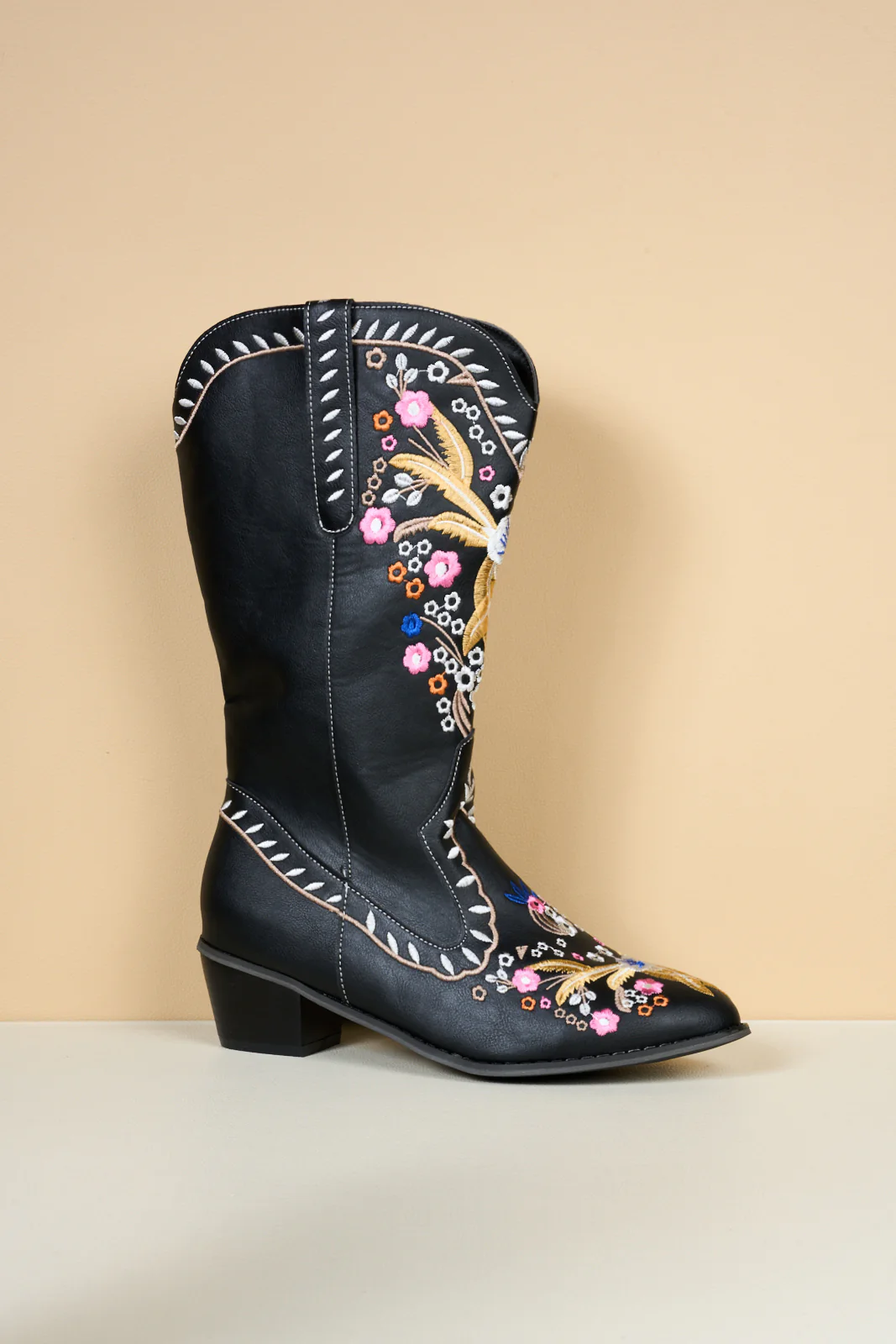 En Bloom | Santa Fe Floral Embroidered Western Knee Boots - Black - Image 12