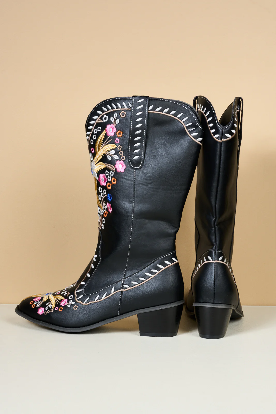 En Bloom | Santa Fe Floral Embroidered Western Knee Boots - Black - Image 13