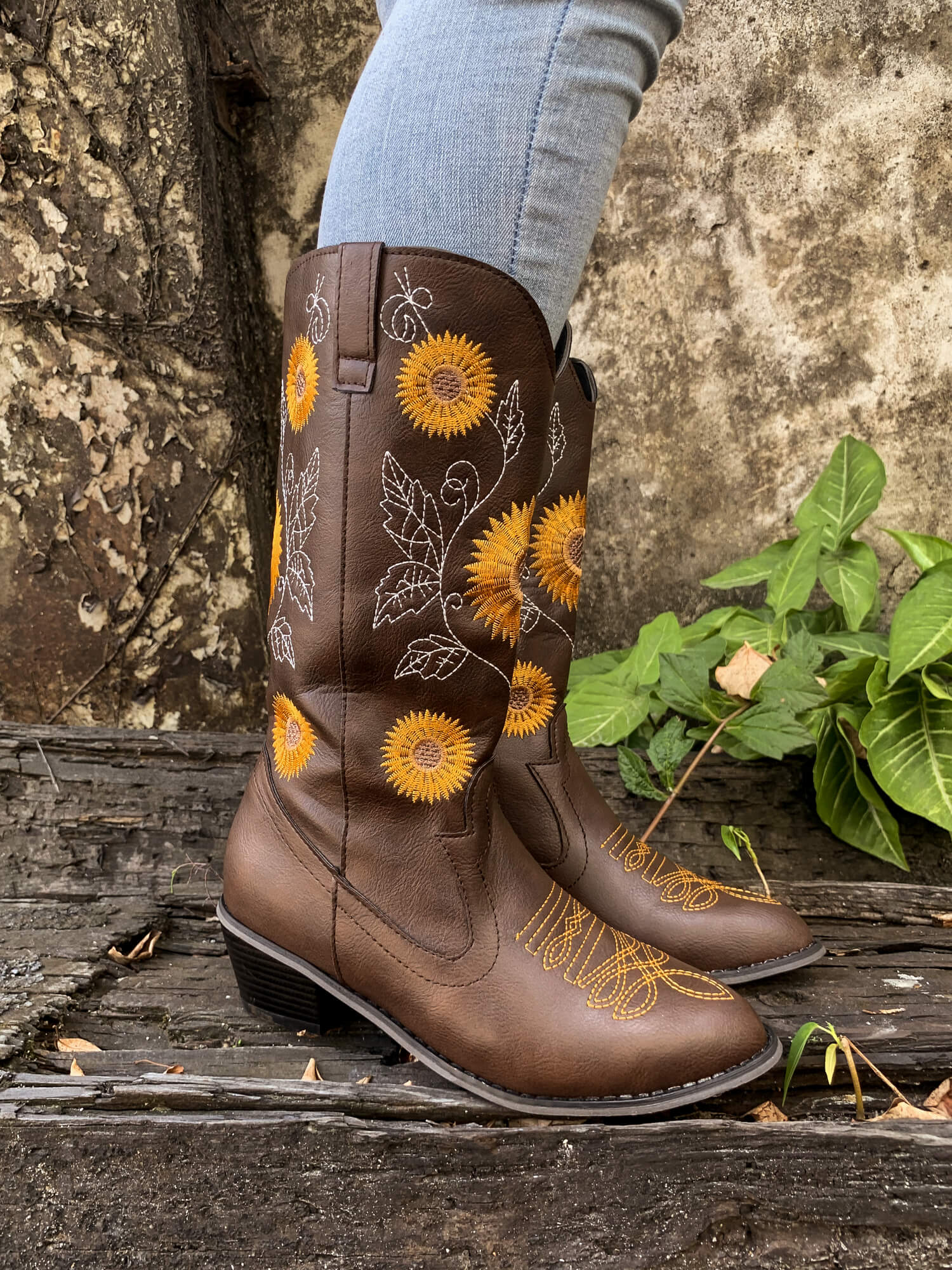 En Bloom | Sunflower Mid-Calf Cowboy Boots - Brown - Image 5