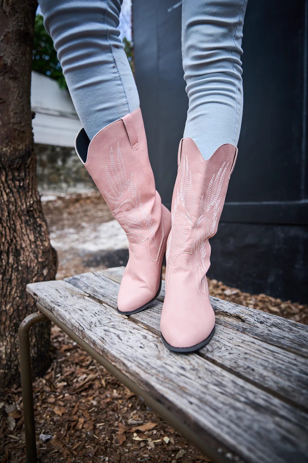 En Bloom | Vinny Wing Embroidered Western Knee Boots - Pink - Image 2