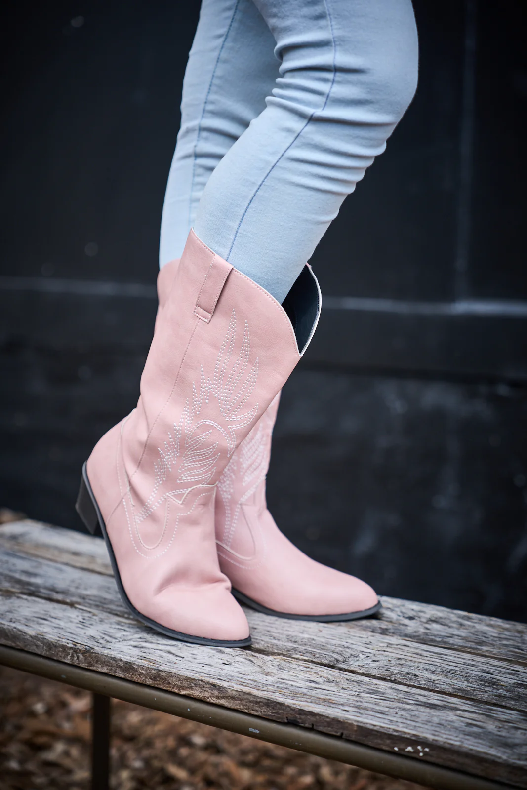 En Bloom | Vinny Wing Embroidered Western Knee Boots - Pink - Image 3