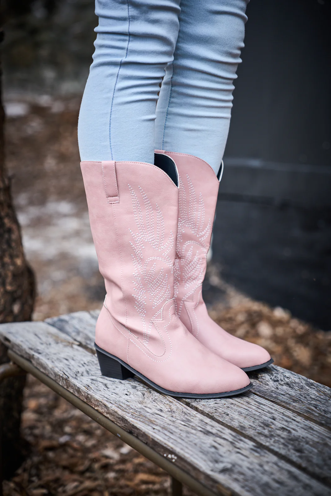 En Bloom | Vinny Wing Embroidered Western Knee Boots - Pink - Image 6