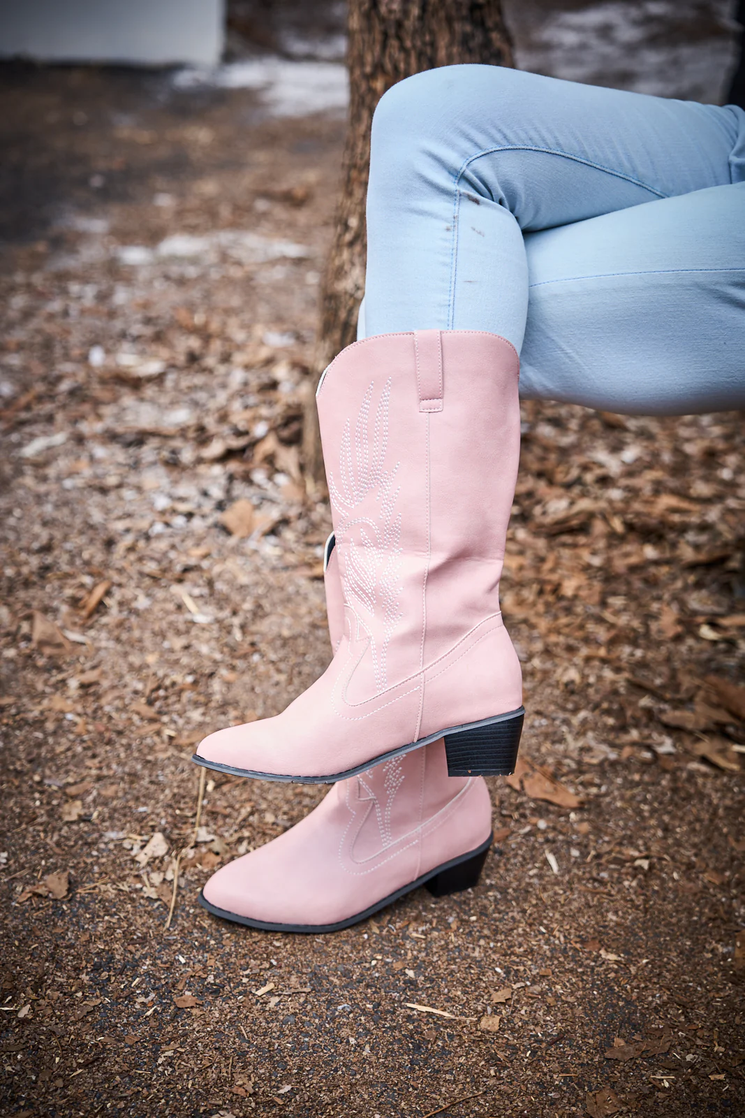 En Bloom | Vinny Wing Embroidered Western Knee Boots - Pink - Image 8