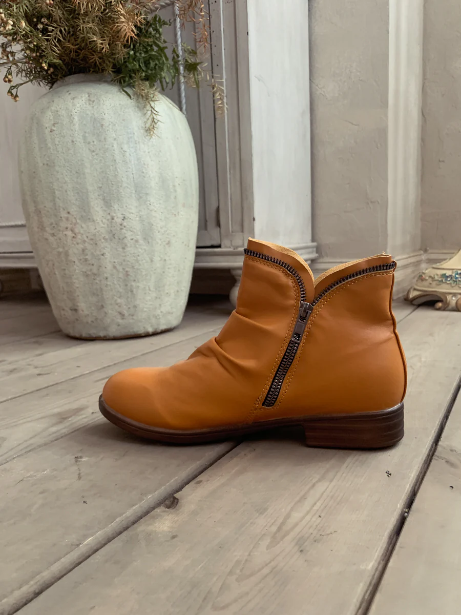 En Bloom | Yellow Side Zip Ruched Ankle Boot - Image 4