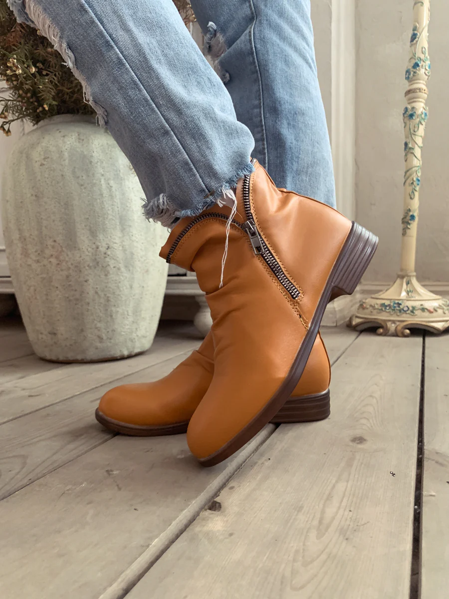 En Bloom | Yellow Side Zip Ruched Ankle Boot - Image 5