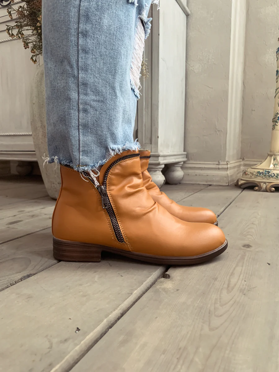 En Bloom | Yellow Side Zip Ruched Ankle Boot - Image 6