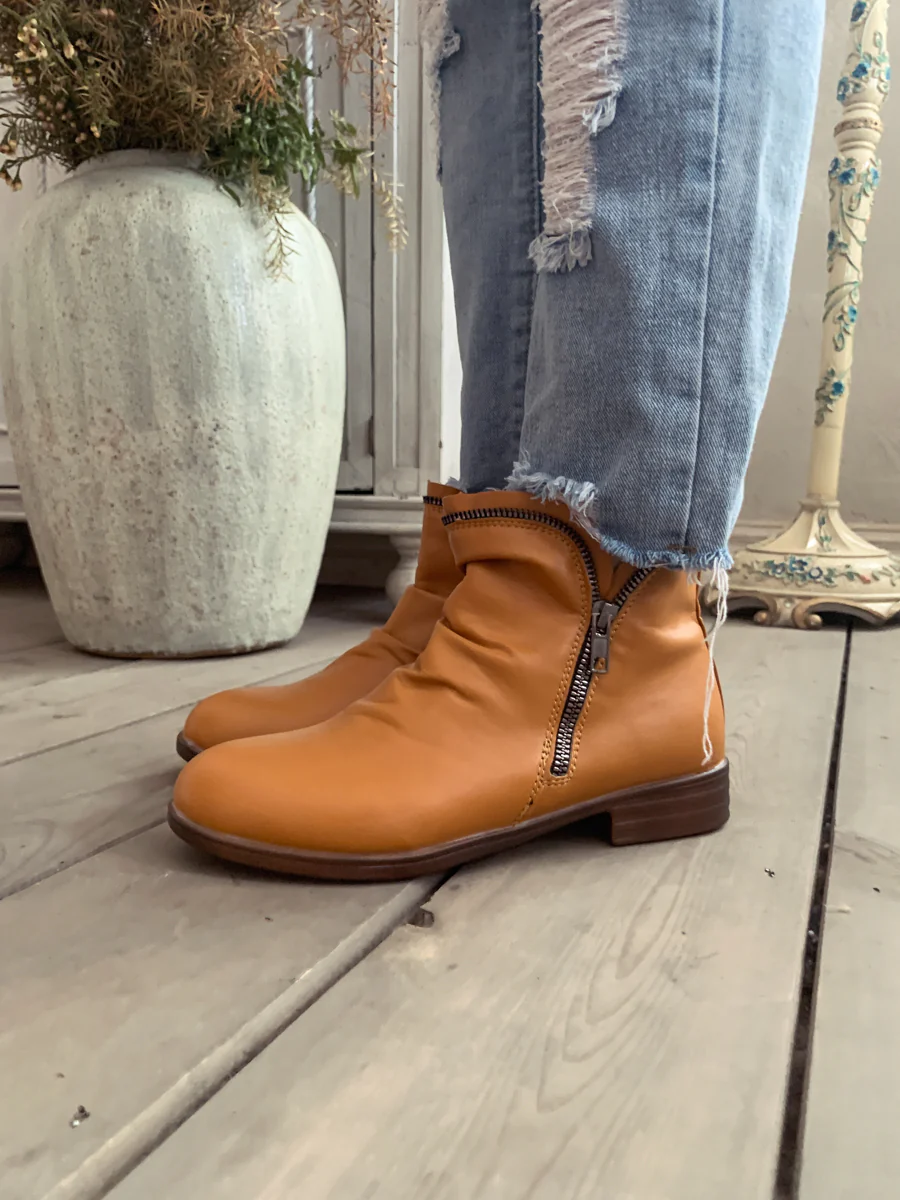 En Bloom | Yellow Side Zip Ruched Ankle Boot - Image 7