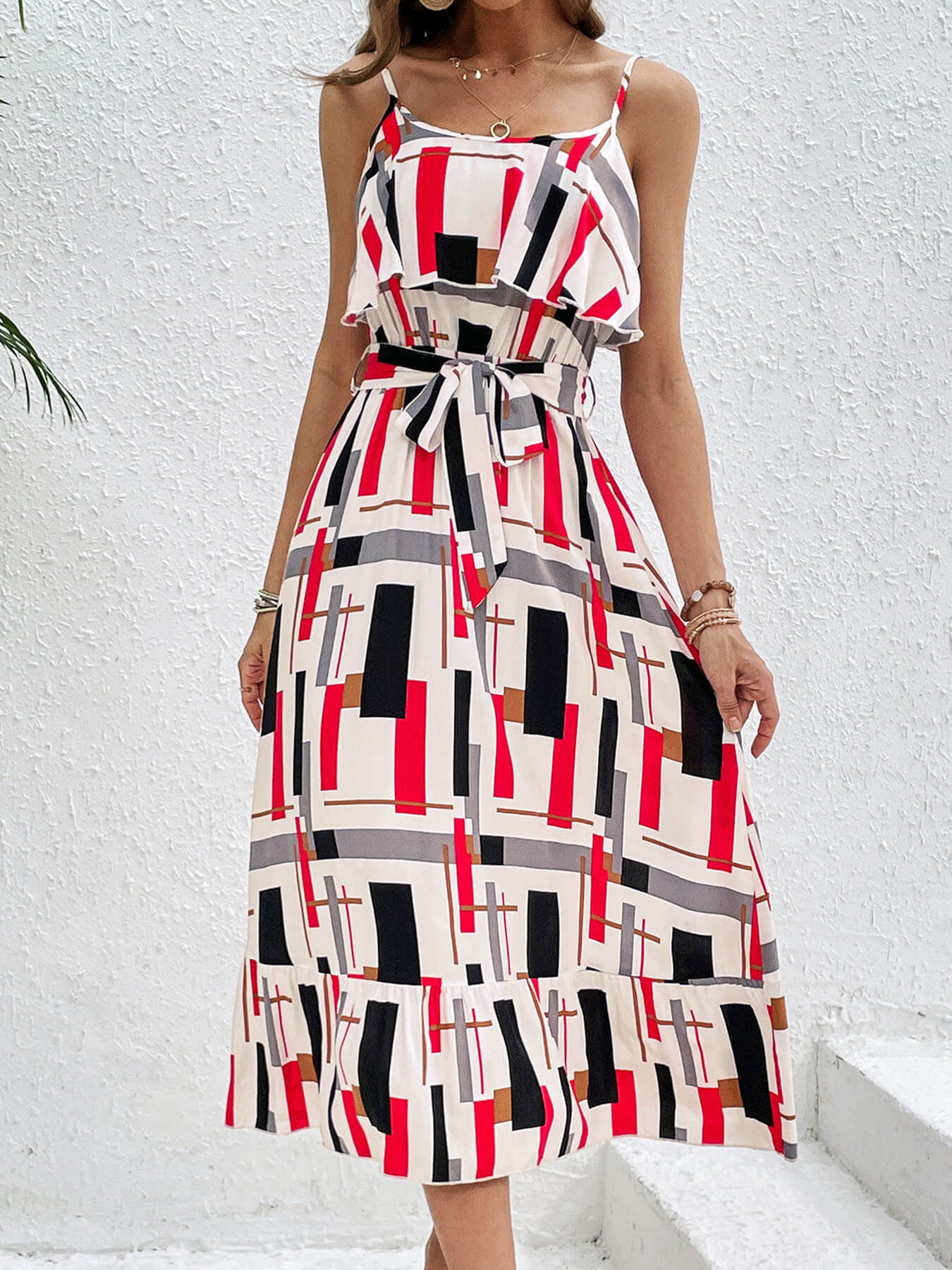 Eudora Printed Tiered Midi Dress - Image 4
