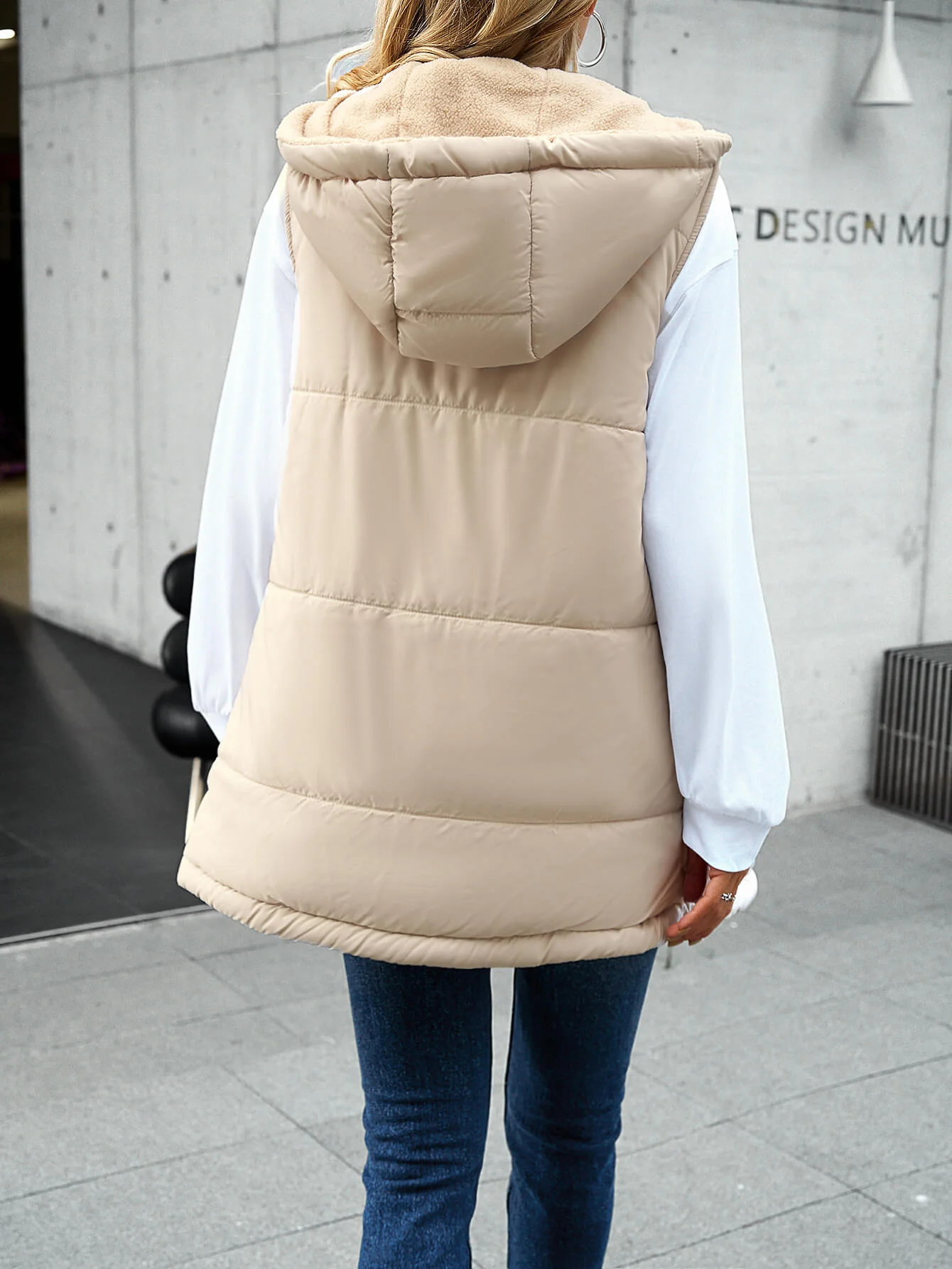 Fall And Forever Hooded Puffer Vest - Apricot - Image 6