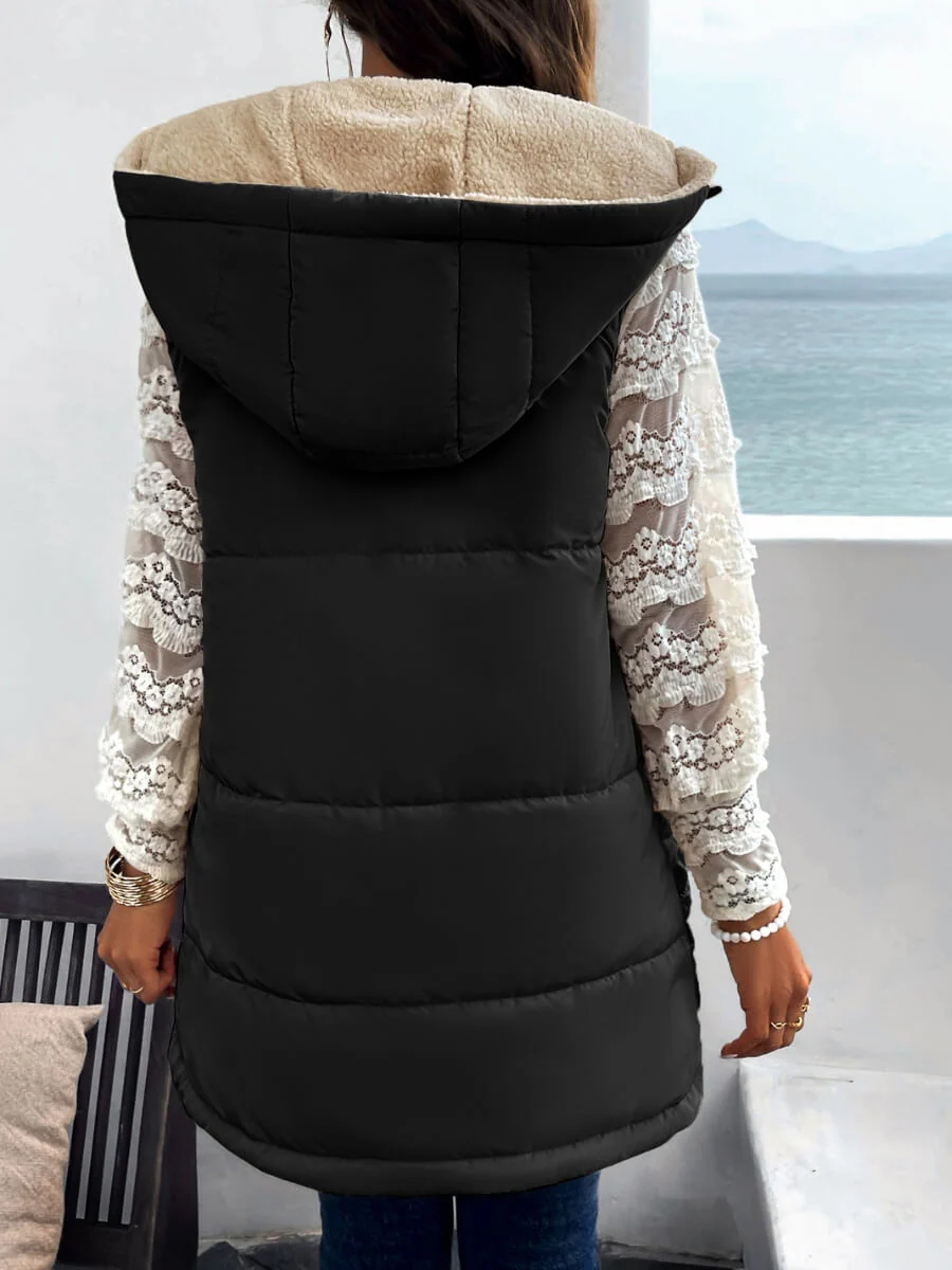 Fall And Forever Hooded Puffer Vest - Black - Image 5