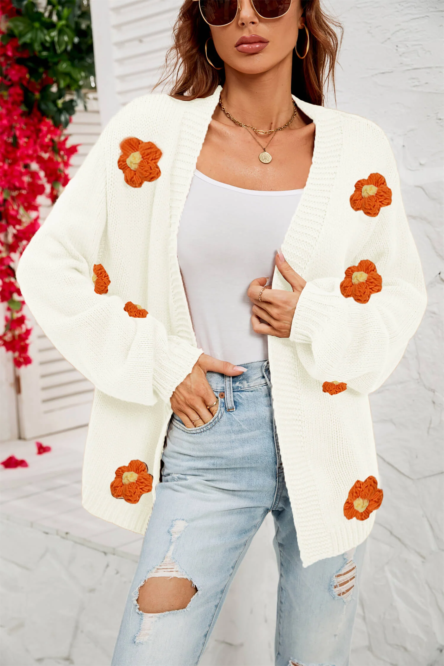 Fall In Daisy Oversized Knit Cardigan - Image 11