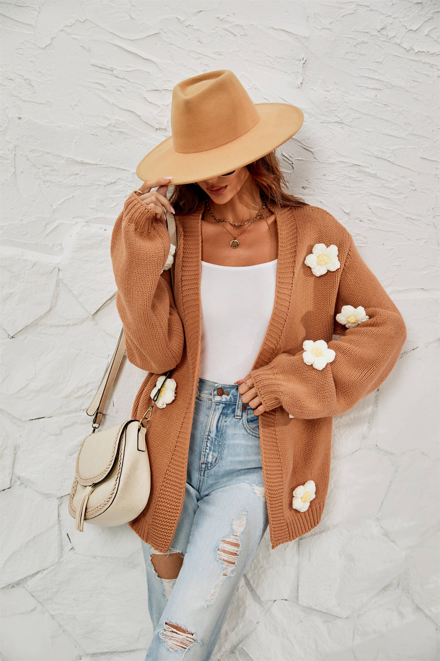 Fall In Daisy Oversized Knit Cardigan - Image 6