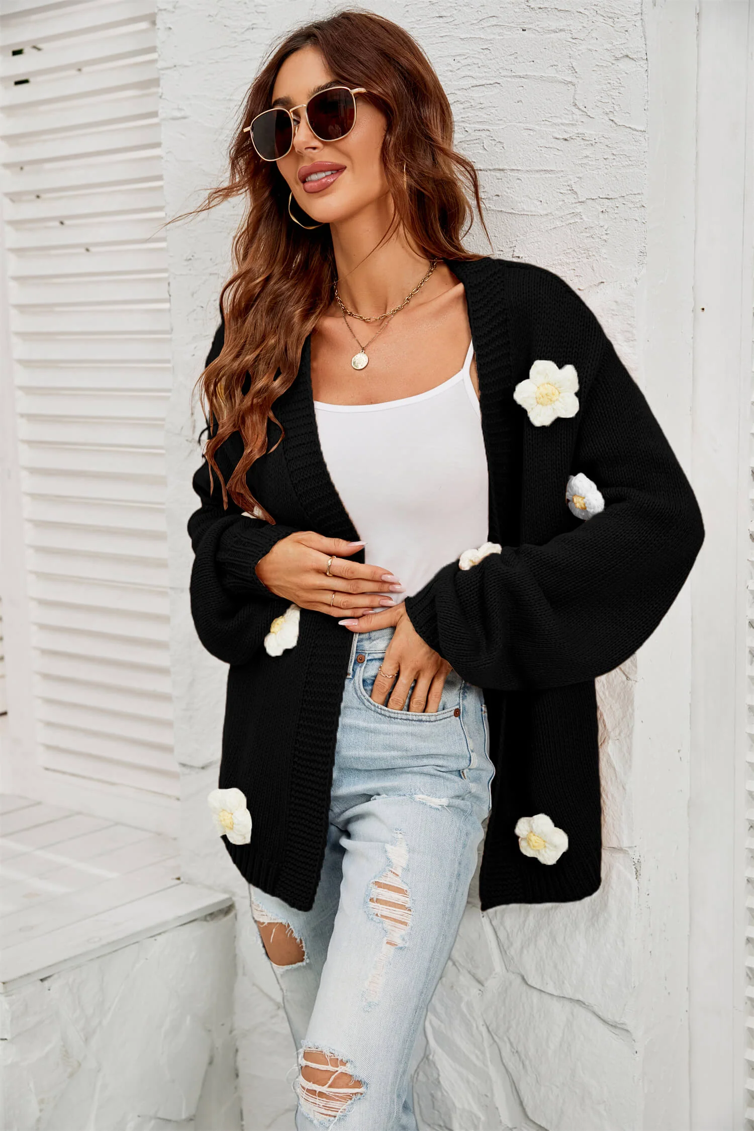 Fall In Daisy Oversized Knit Cardigan - Image 8