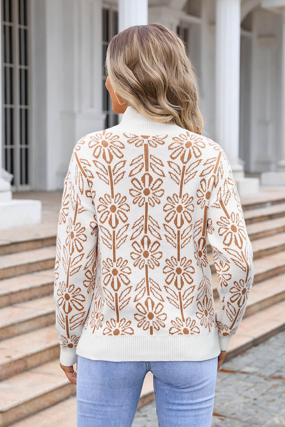Fall In Flower Mockneck Sweater - Khaki - Image 6