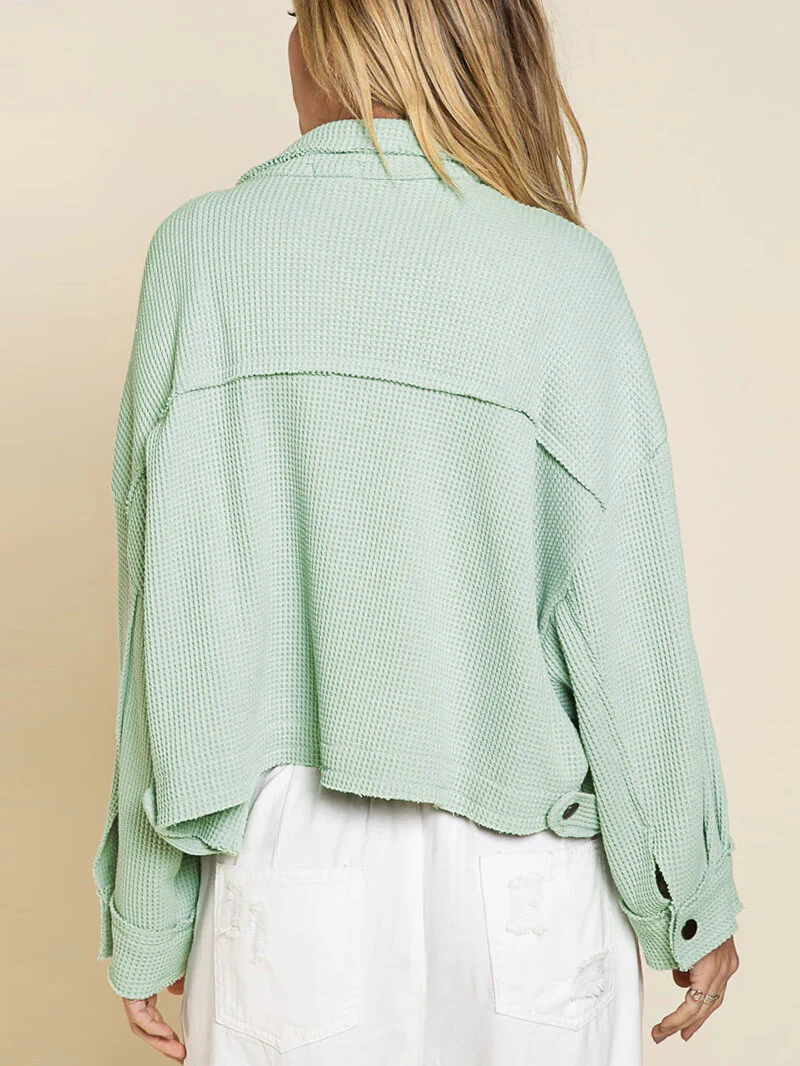 Fall In Waffle Pocketed Shacket - Mint - Image 7