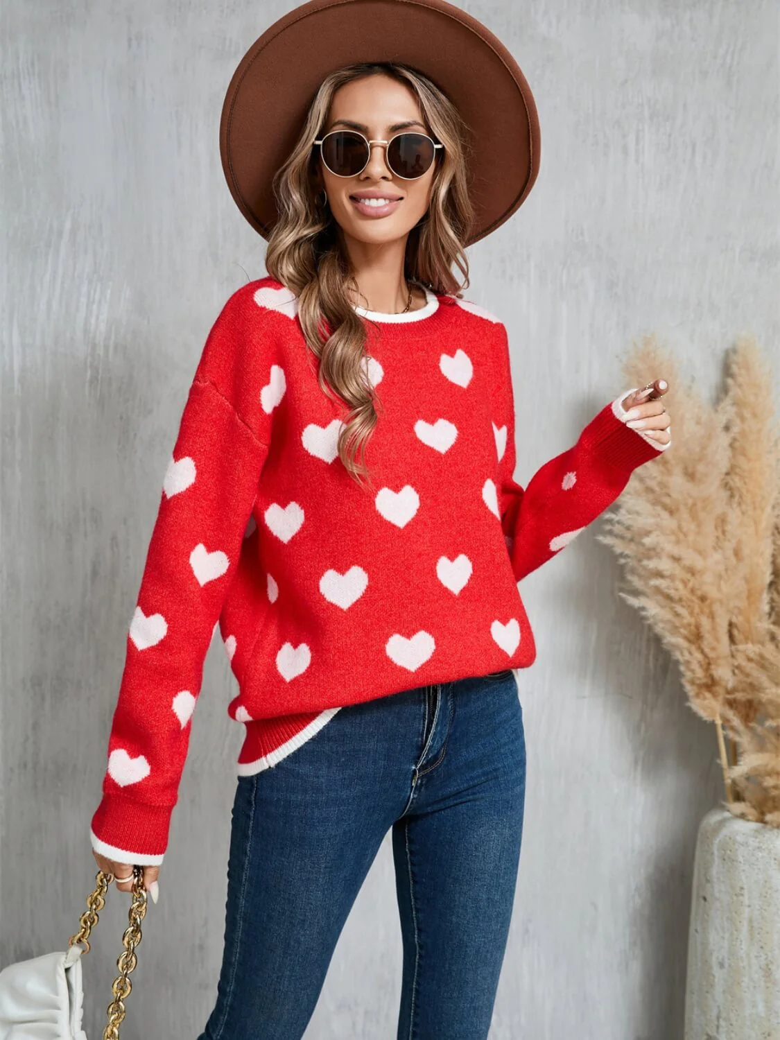 Fall In Your Heart Knit Sweater - Red - Image 2