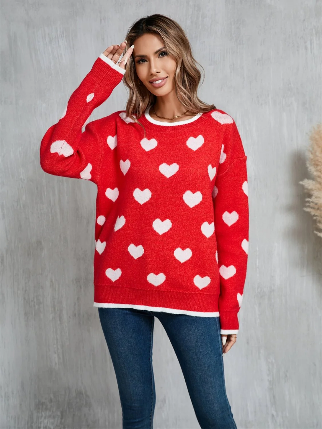 Fall In Your Heart Knit Sweater - Red - Image 4