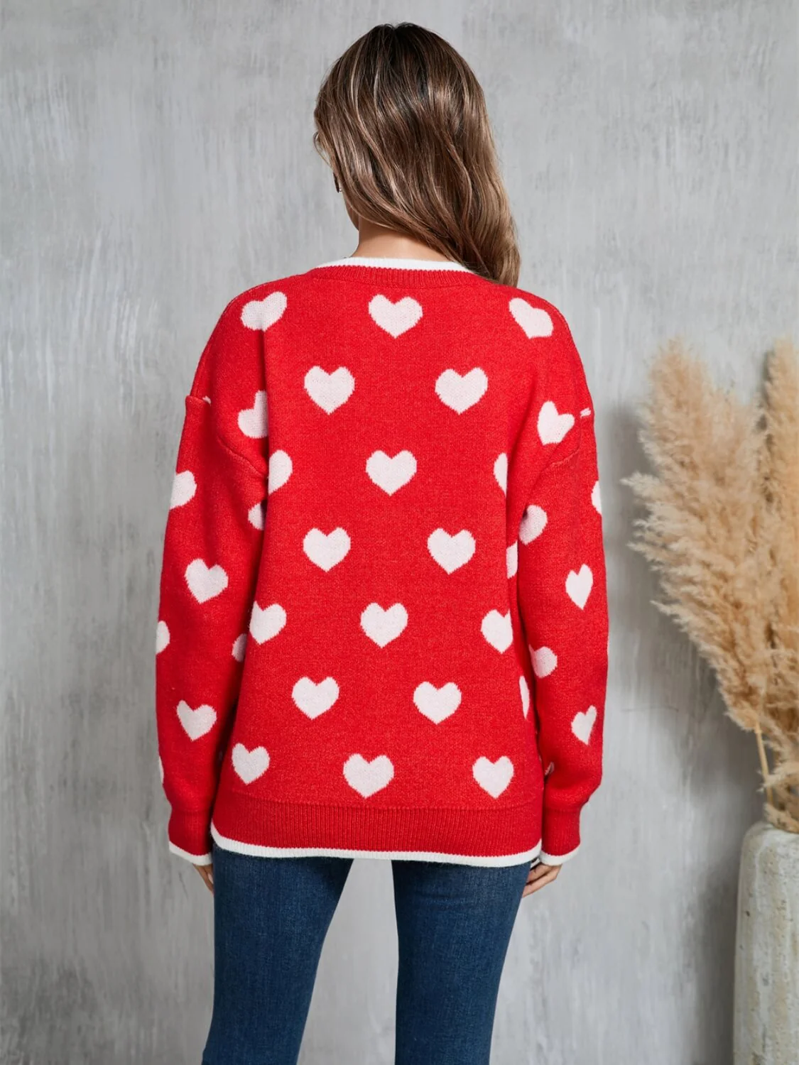 Fall In Your Heart Knit Sweater - Red - Image 6