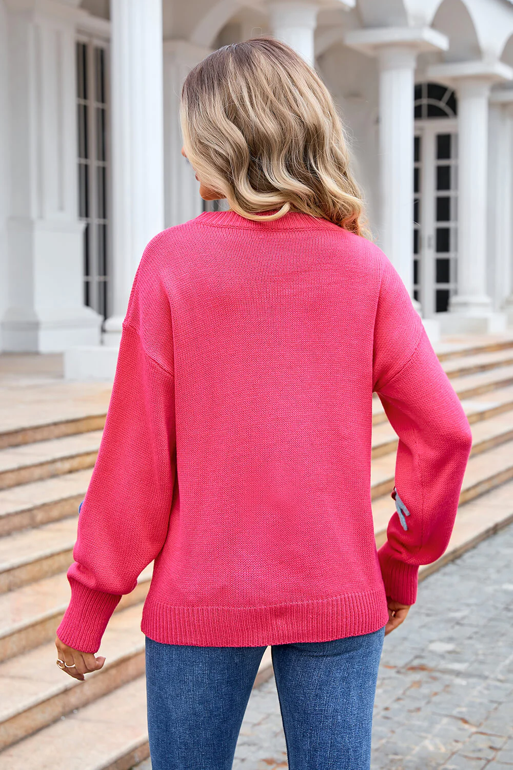 Fallen Daisy Knit Pullover Sweater - Rose - Image 6