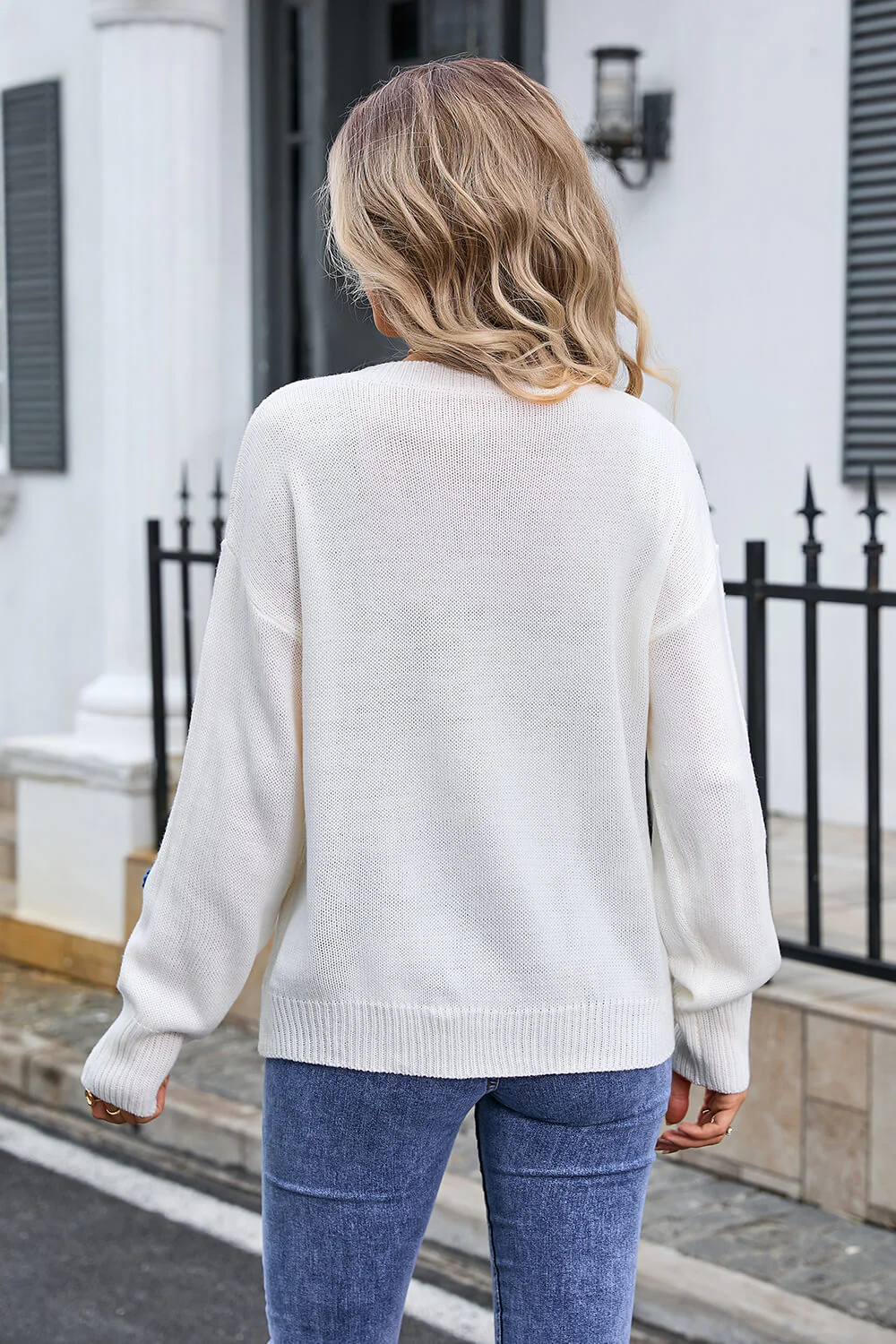 Fallen Daisy Knit Pullover Sweater - White - Image 6