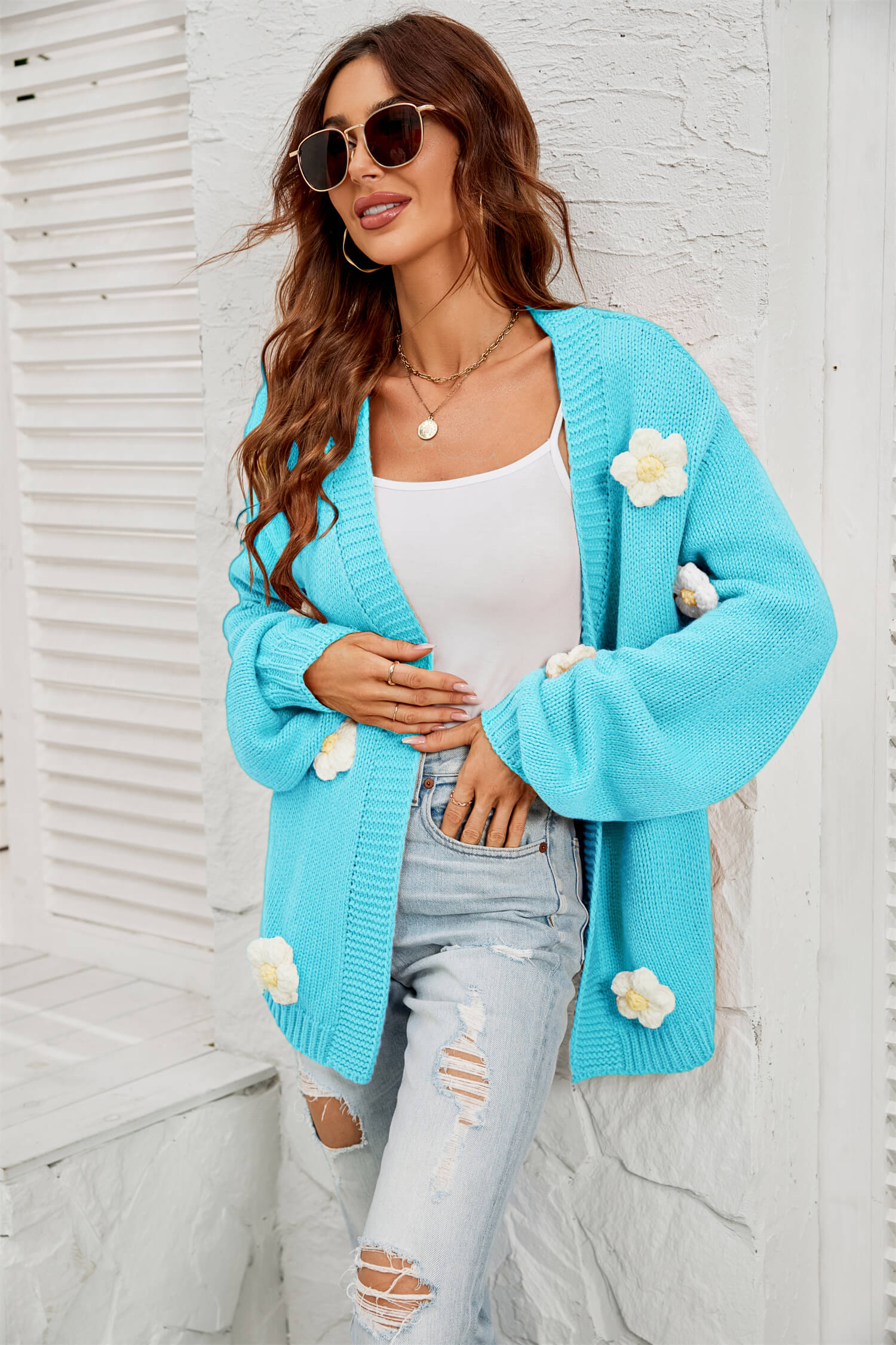 Fallen Daisy Oversized Knit Cardigan - Image 10