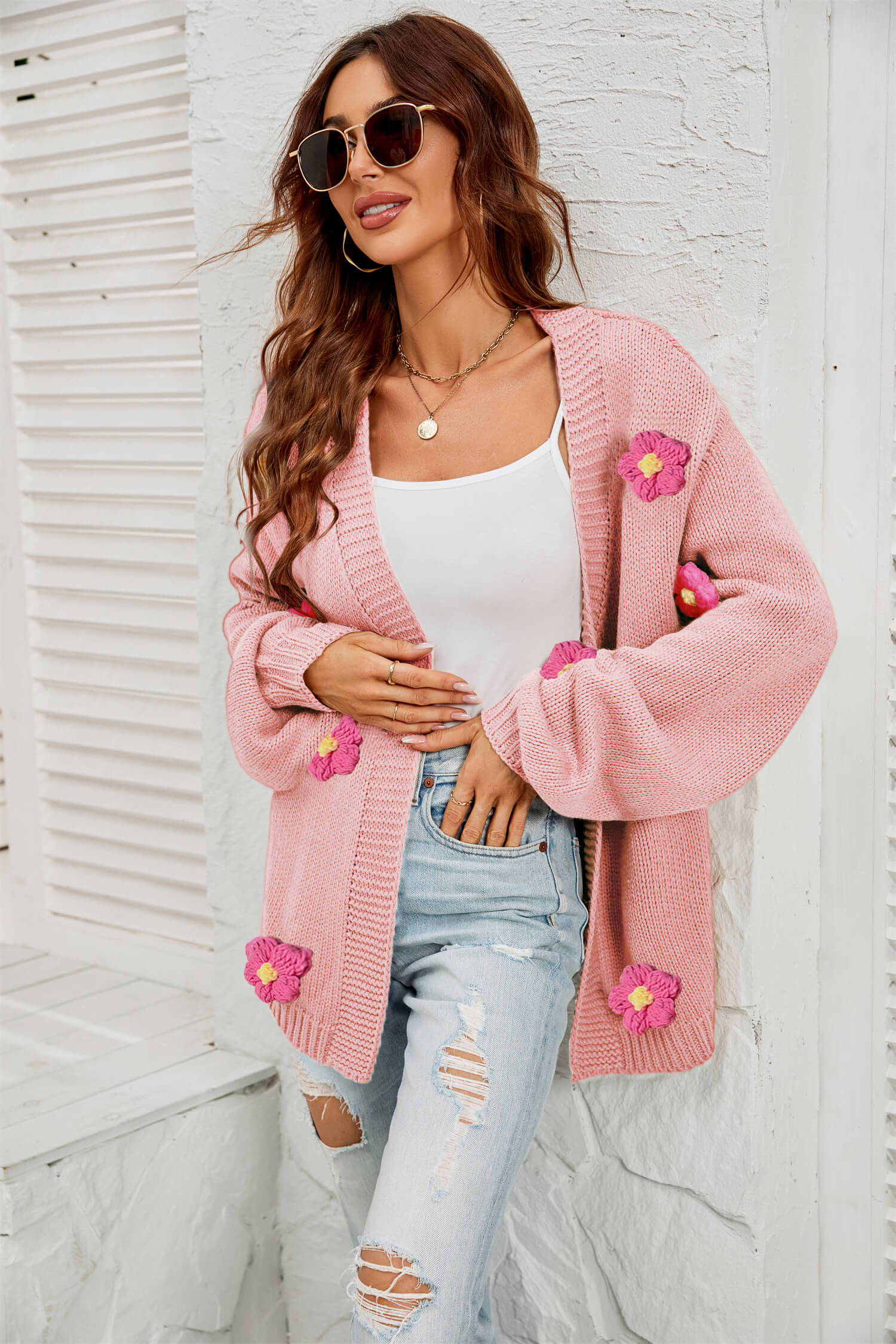Fallen Daisy Oversized Knit Cardigan - Image 2