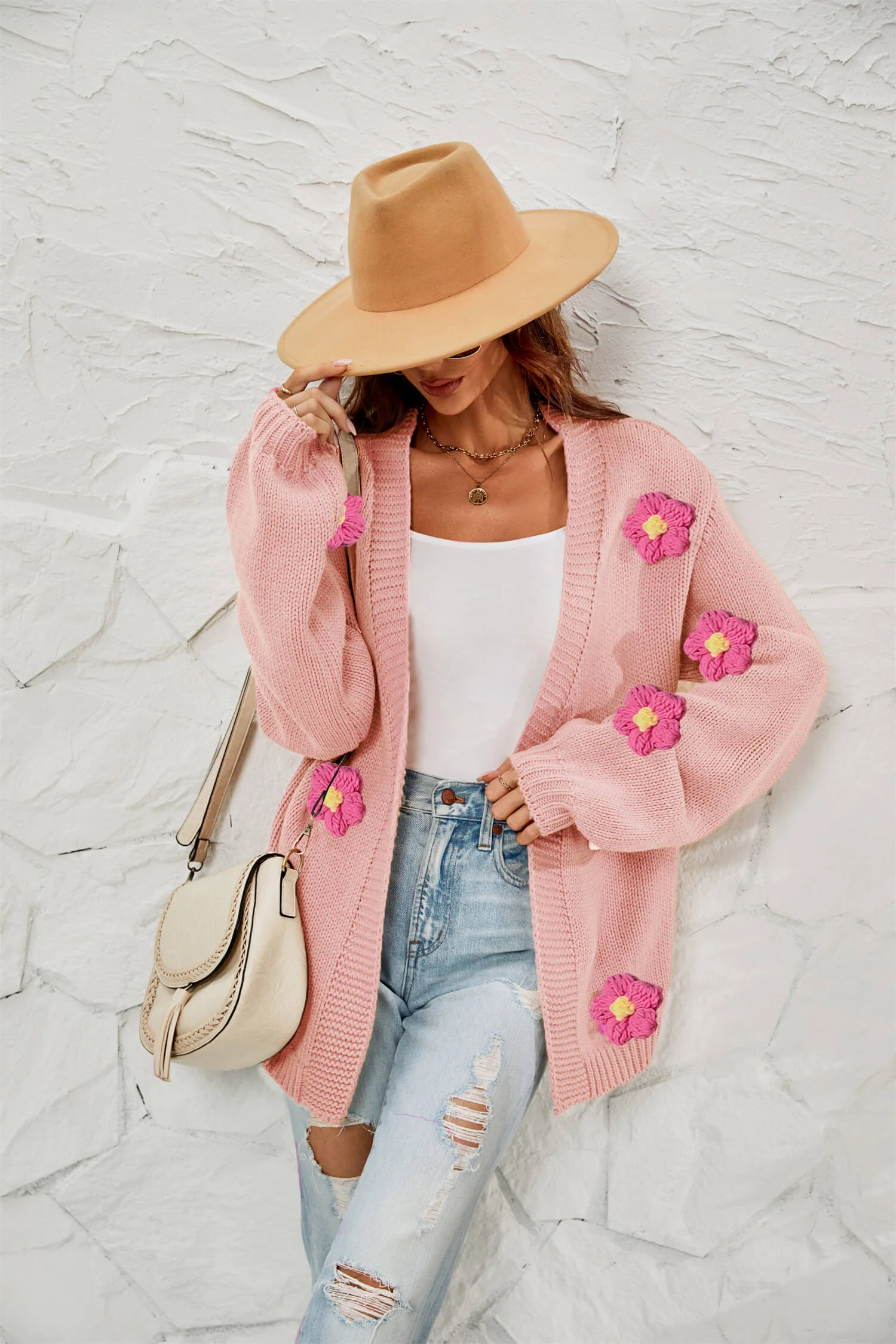 Fallen Daisy Oversized Knit Cardigan - Image 4