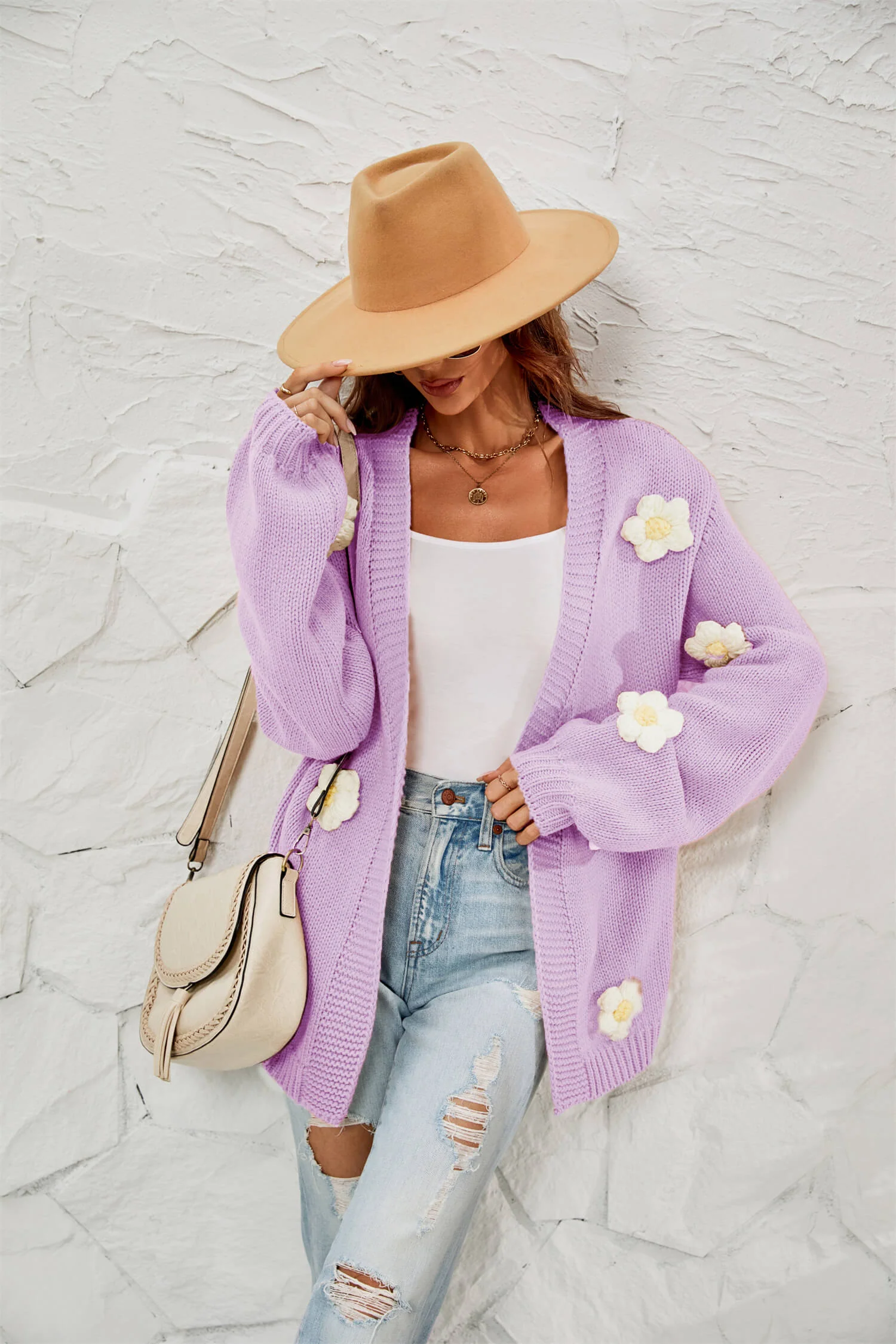 Fallen Daisy Oversized Knit Cardigan - Image 8