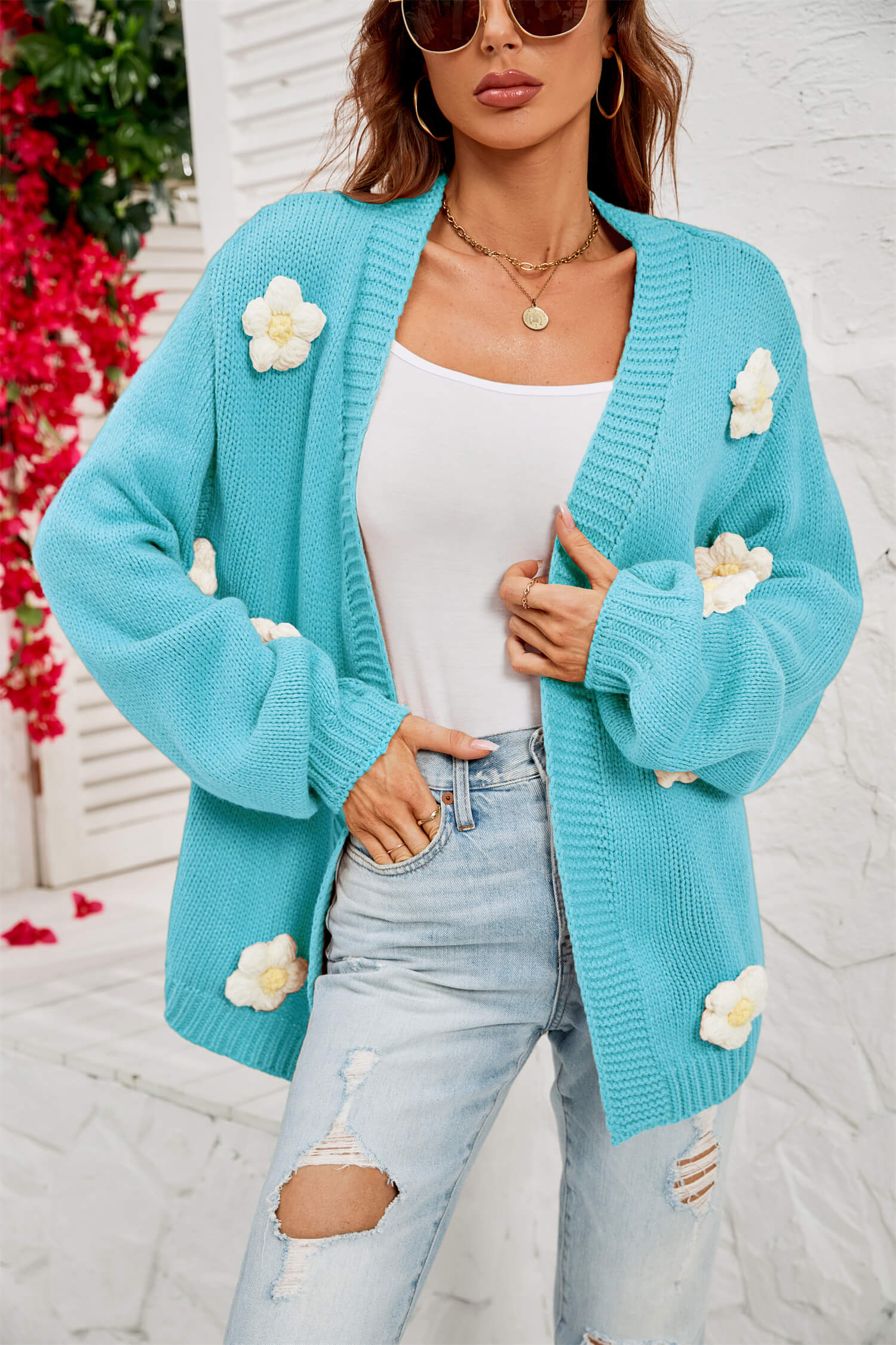 Fallen Daisy Oversized Knit Cardigan - Image 9