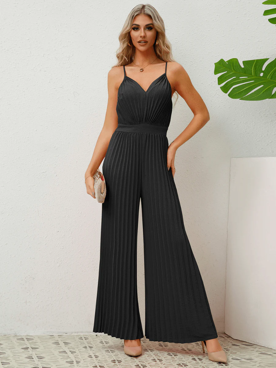 Felicia Plisse Relaxed Jumpsuit - Black - Image 2