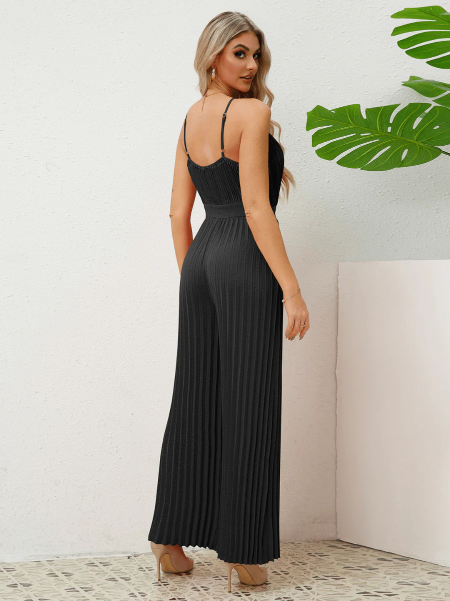 Felicia Plisse Relaxed Jumpsuit - Black - Image 4