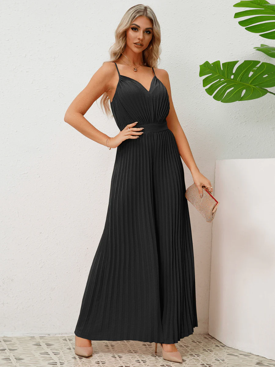 Felicia Plisse Relaxed Jumpsuit - Black - Image 5