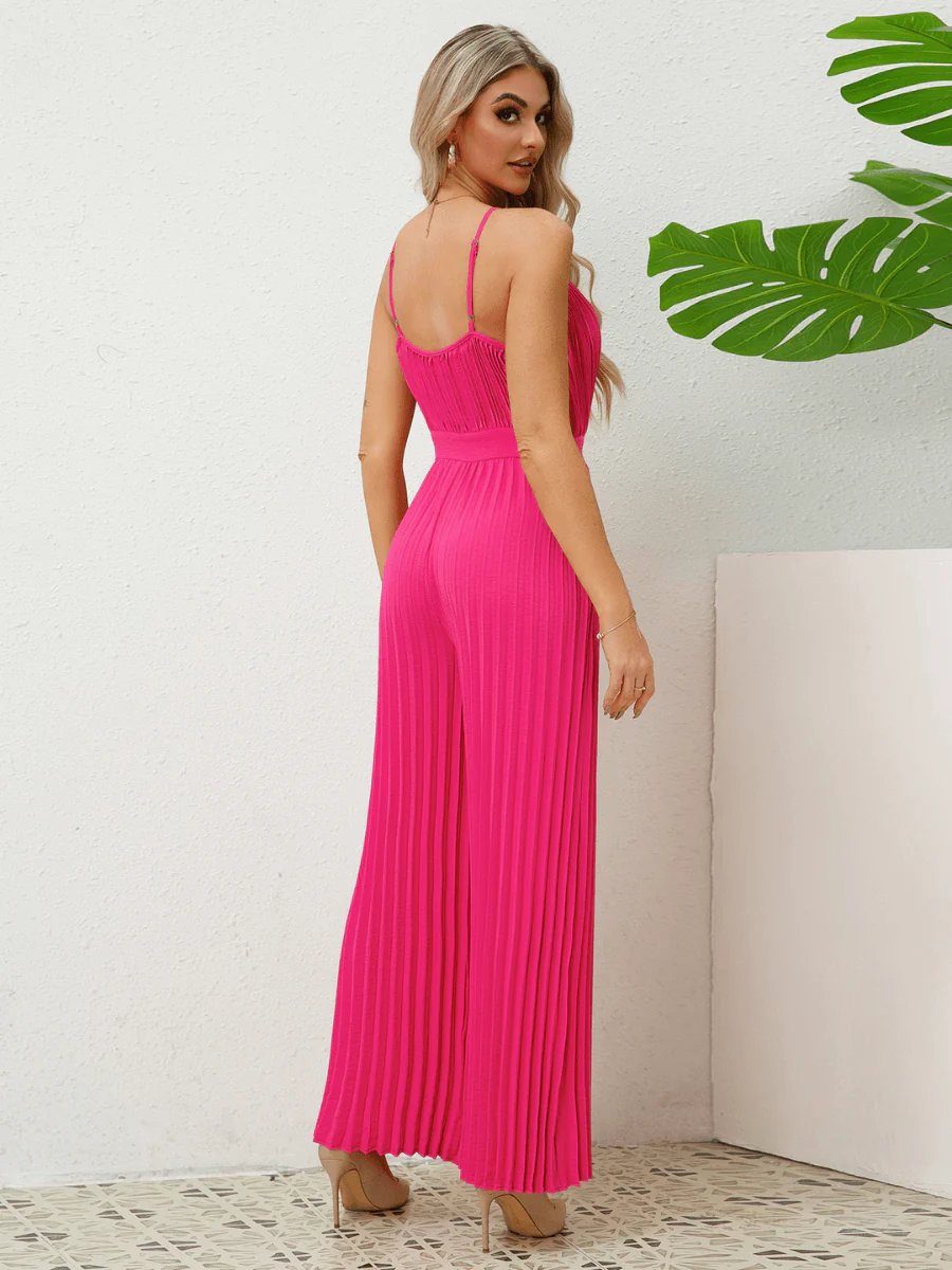 Felicia Plisse Relaxed Jumpsuit - Fuchsia - Image 4