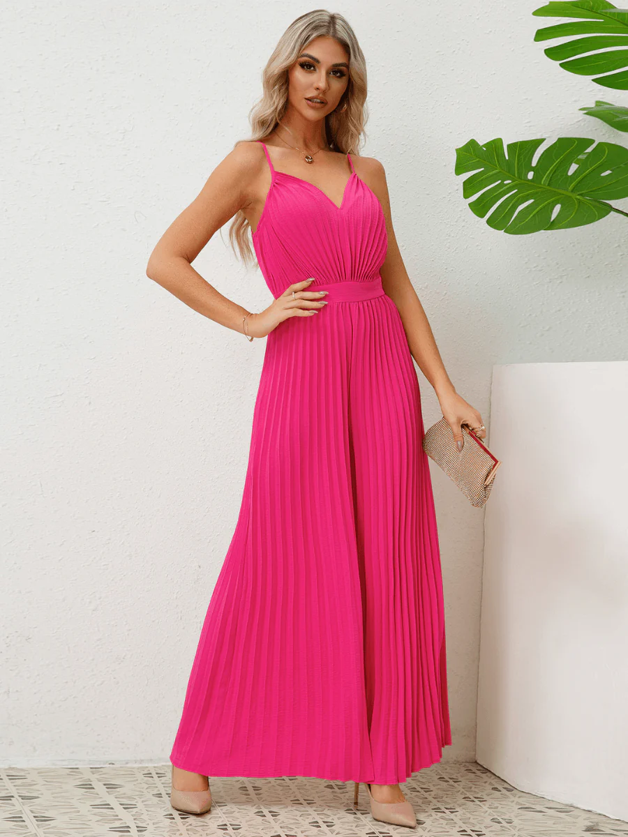 Felicia Plisse Relaxed Jumpsuit - Fuchsia - Image 5