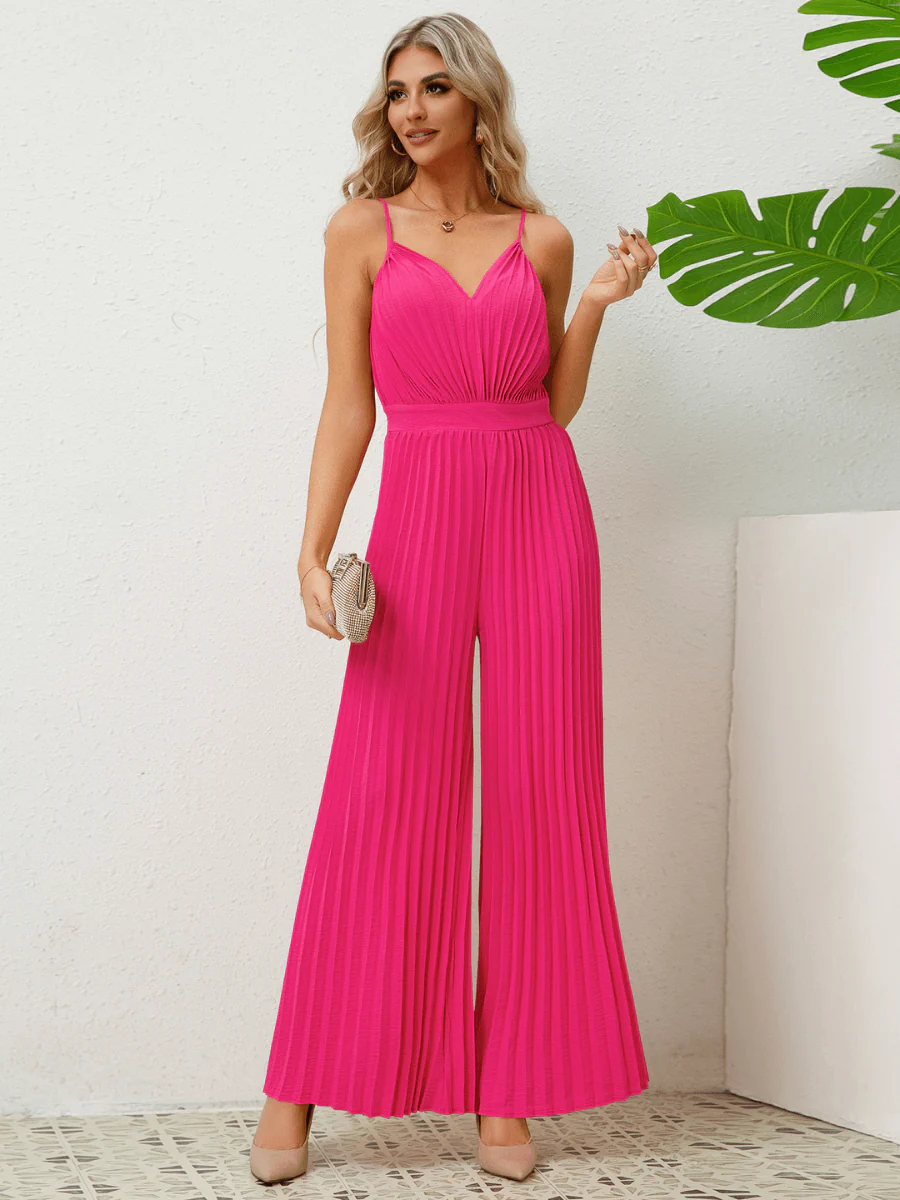 Felicia Plisse Relaxed Jumpsuit - Fuchsia - Image 6
