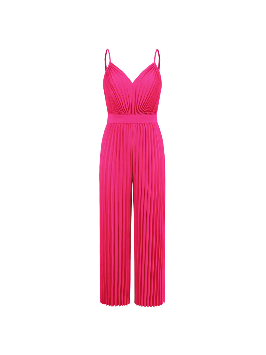 Felicia Plisse Relaxed Jumpsuit - Fuchsia - Image 7