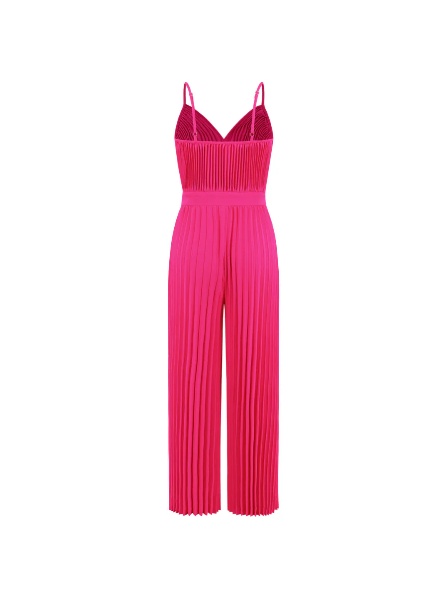 Felicia Plisse Relaxed Jumpsuit - Fuchsia - Image 8
