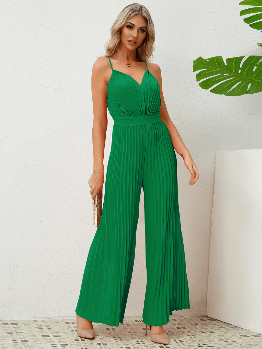 Felicia Plisse Relaxed Jumpsuit - Green - Image 2