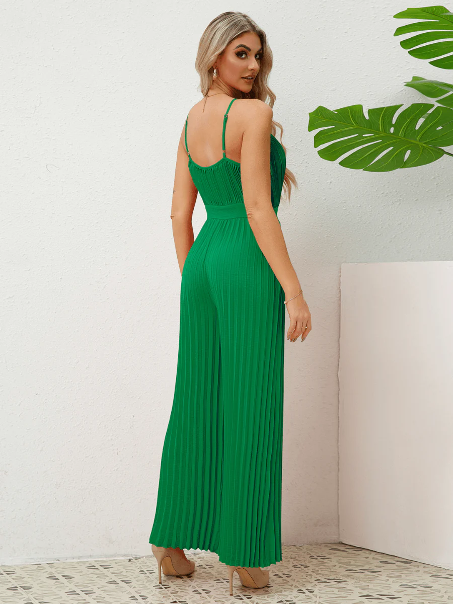 Felicia Plisse Relaxed Jumpsuit - Green - Image 4
