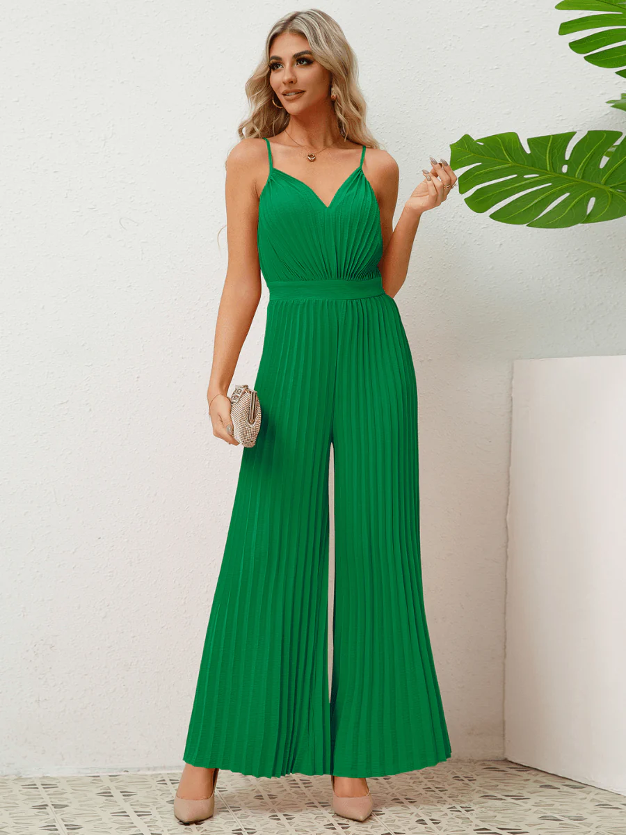 Felicia Plisse Relaxed Jumpsuit - Green - Image 5