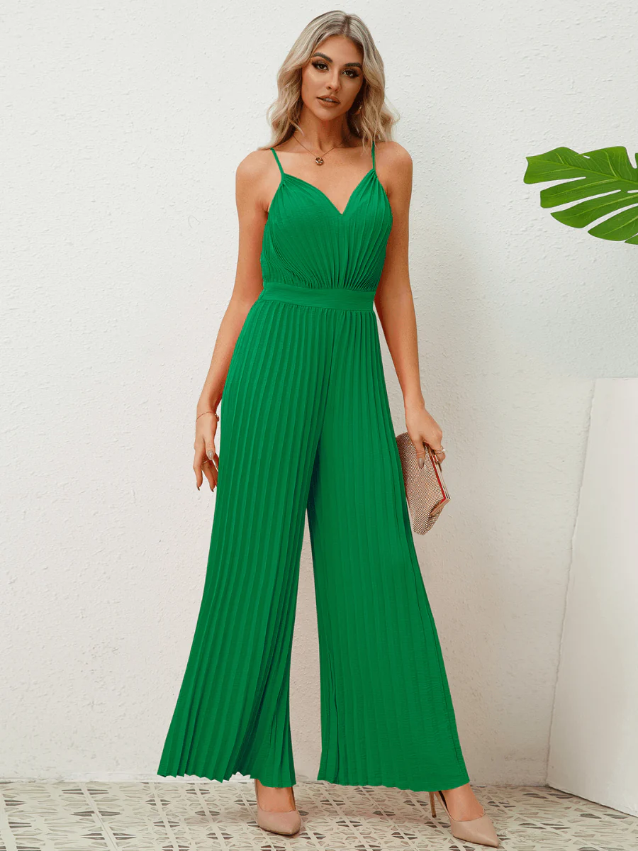 Felicia Plisse Relaxed Jumpsuit - Green - Image 6