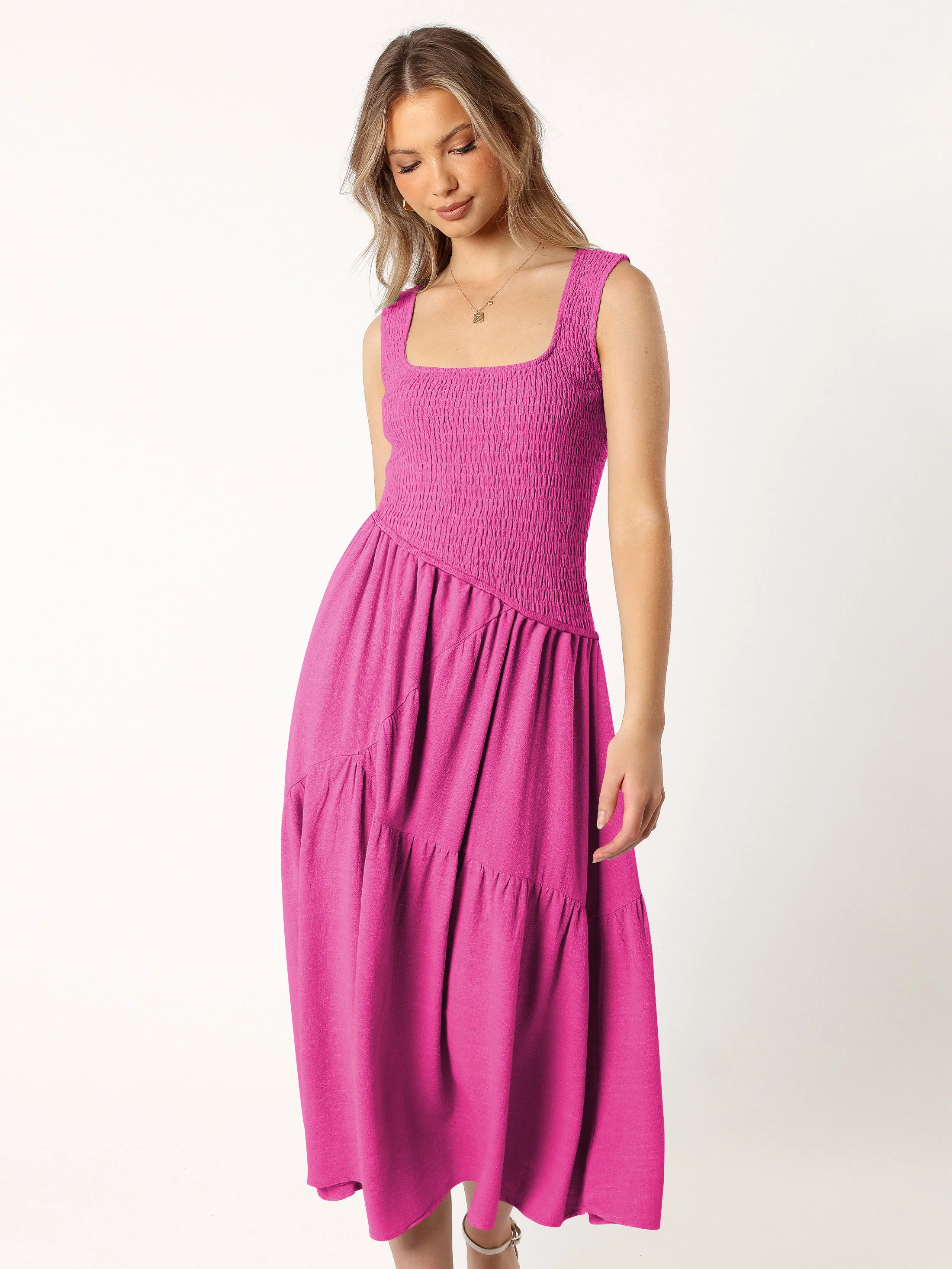 Feminine Frills Smocked Maxi Dress - Rose Pink - Image 2